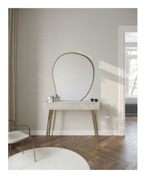 Toaletní stolek Oglio O6 (šedobéžová + zlatá)