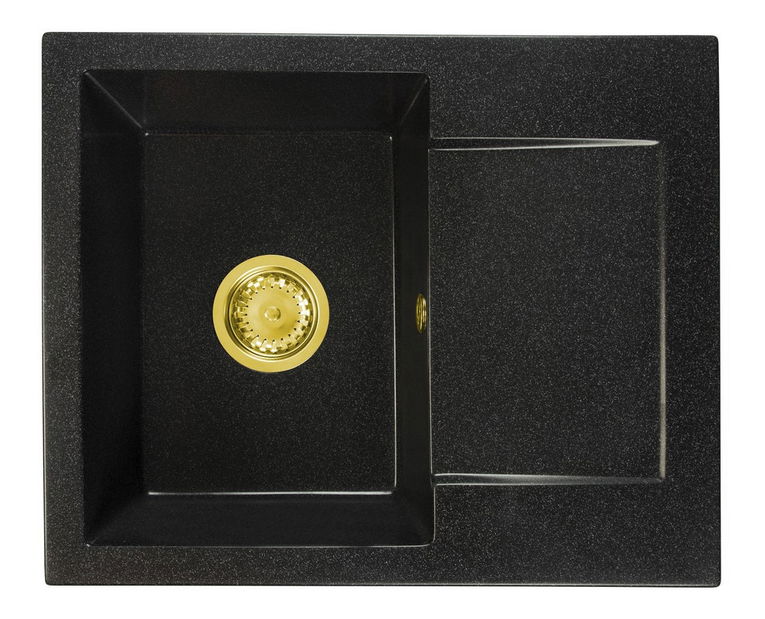 Kuchyňský dřez Dalgam (černá + textura) (se 2 otvory pro baterii) (P)