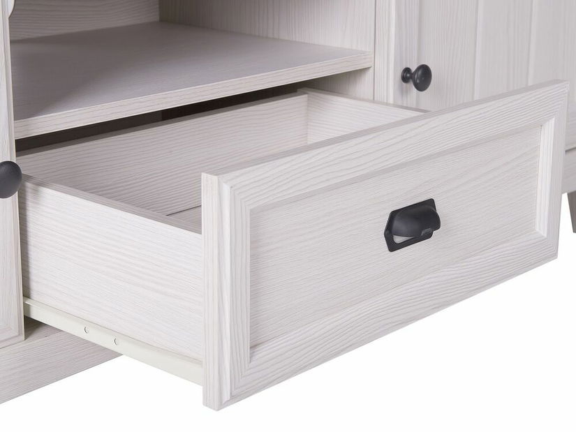 TV stolek/skříňka NEVELLE (krémová + tmavé dřevo)