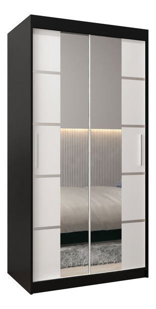 Šatní skříň 100 cm Verika 4 100 (černá + bílá)