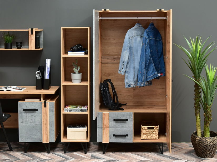 Obývací stěna Suspendera SH01 (dub + černá)