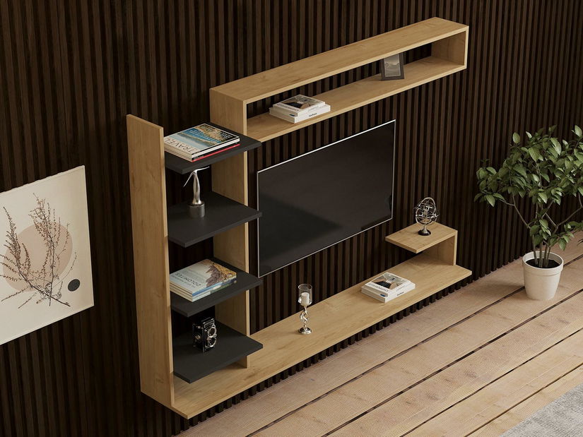 Obývací stěna Pikovo (dub safírový + antracit)