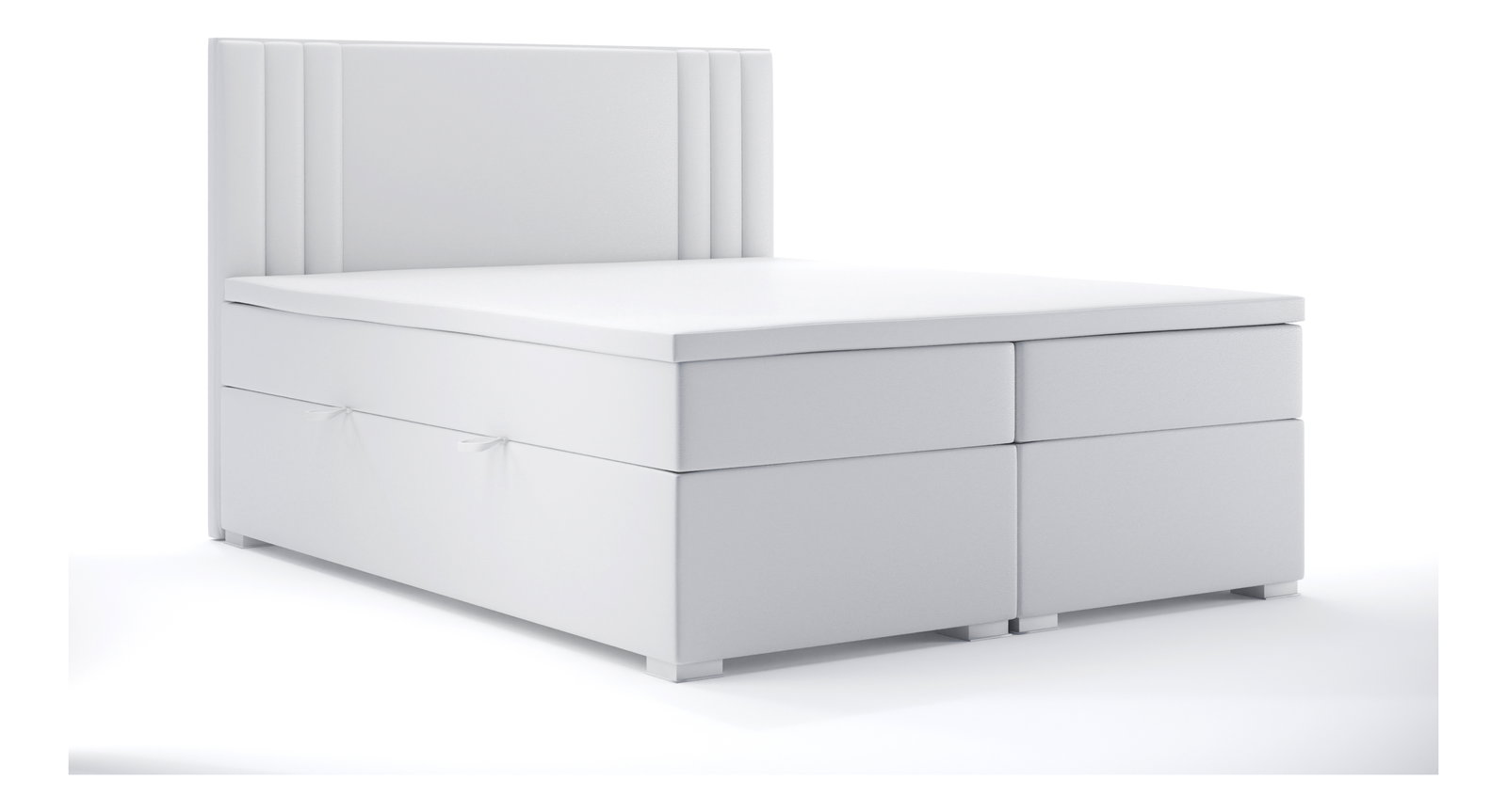 Boxspring postel 180 cm Morcano (bílá ekokůže) (s úložným prostorem)