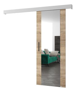 Posuvné dveře 90 cm Sharlene II (dub sonoma + bílá matná + černá) (se zrcadlem)