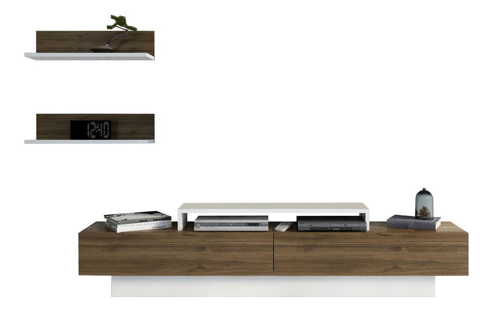 Obývací stěna Lusalona (bílá + ořech)
