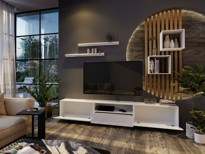 Obývací stěna Berny 30 (bílá + bílý lesk)