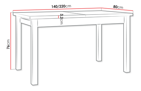 Rozkládací jídelní stůl Wodonas 80 x 140 220 I XL (dub grandson + bílá) (pro 4-10 osob)