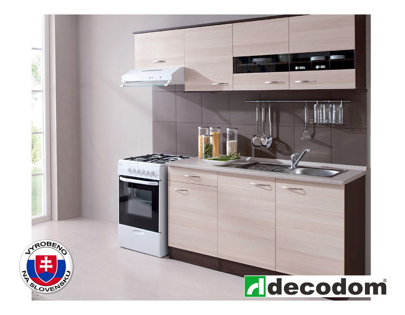 Kuchyně Decodom Stela 210 cm PD 50+100 dub tmavý + jasan coimbra