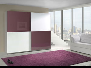 Šatní skříň s posuvnými dveřmi Liff 10 (lesk fialový + bílá)