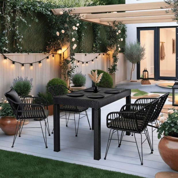 Zahradní stůl Floriano (černá) (pro 6 osob)