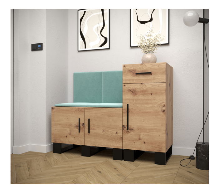 Předsíňová sestava Amanda 18 (dub artisan + zelená)