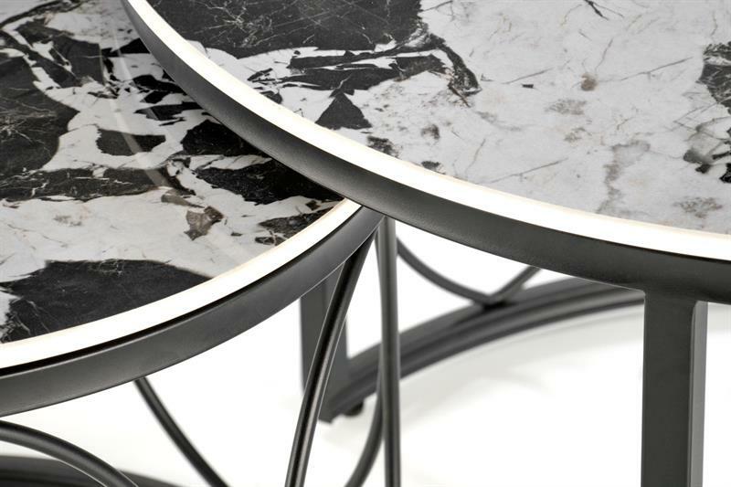 Set 2 ks. konferenčních stolků Alexis (černý mramor + černá)