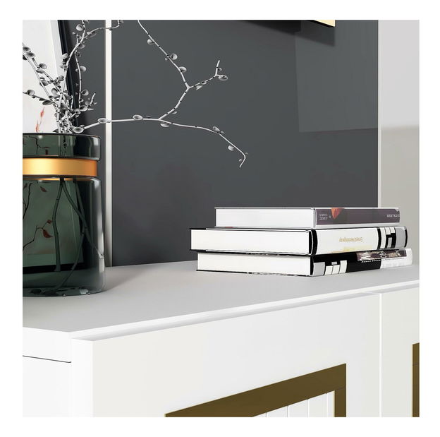 Skříňka Lideke 3 (bílá + zlatá)