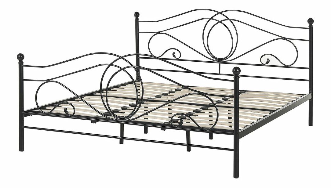 Manželská postel 180 cm LAURA (s roštem) (černá)