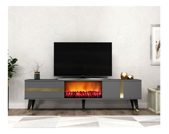 TV stolek/skříňka s krbem Vekika 3 (antracit + zlatá) *výprodej