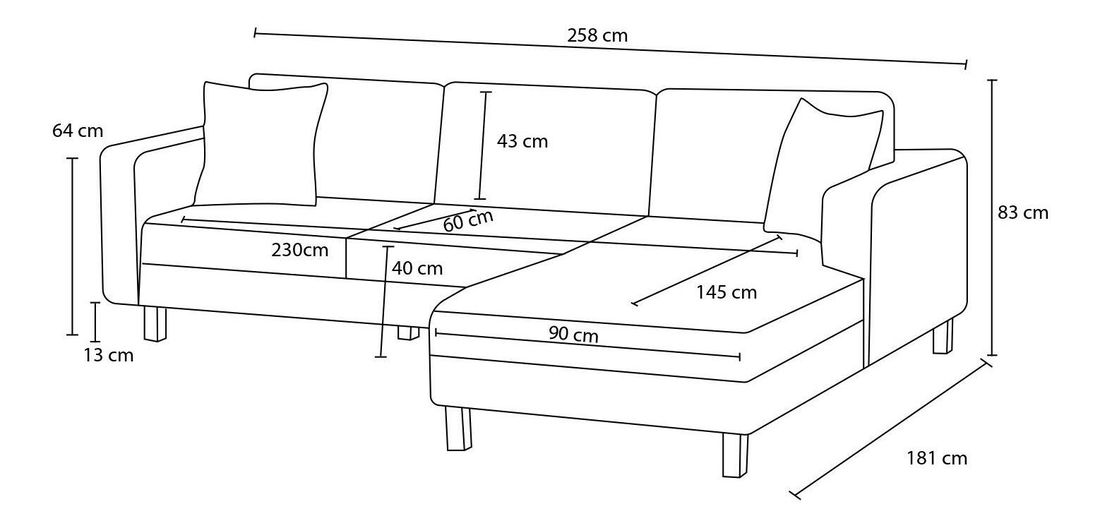 Rohová sedačka Kalen 1 (L) (šedá)