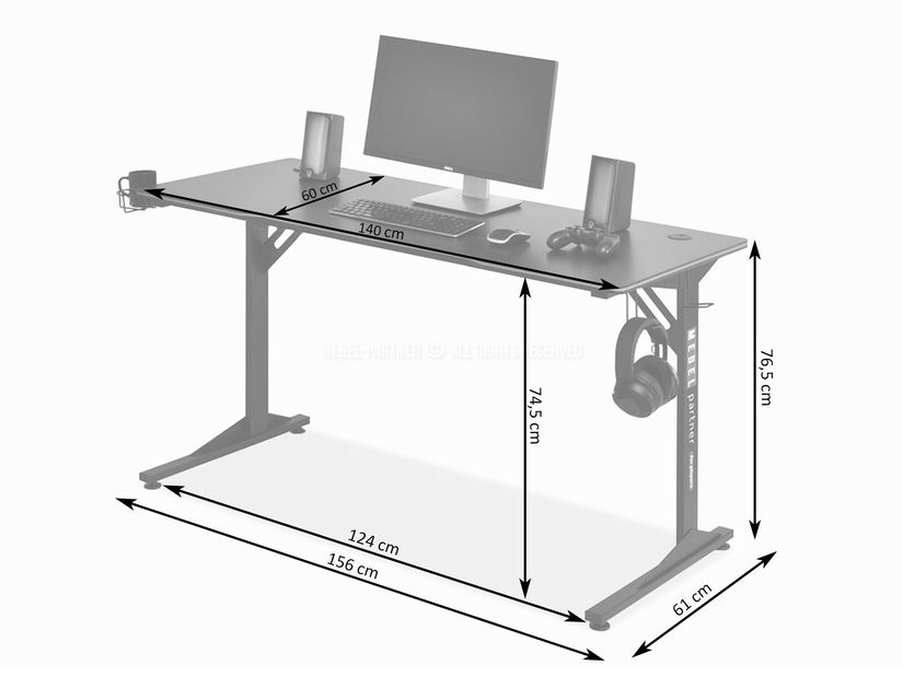 PC stolek Matts 140 (černá)