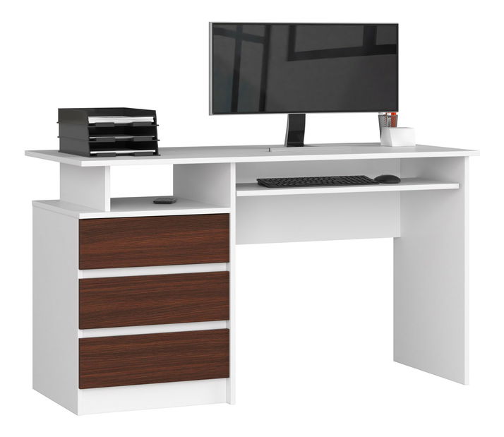 PC stolek Bronte (bílá + wenge)