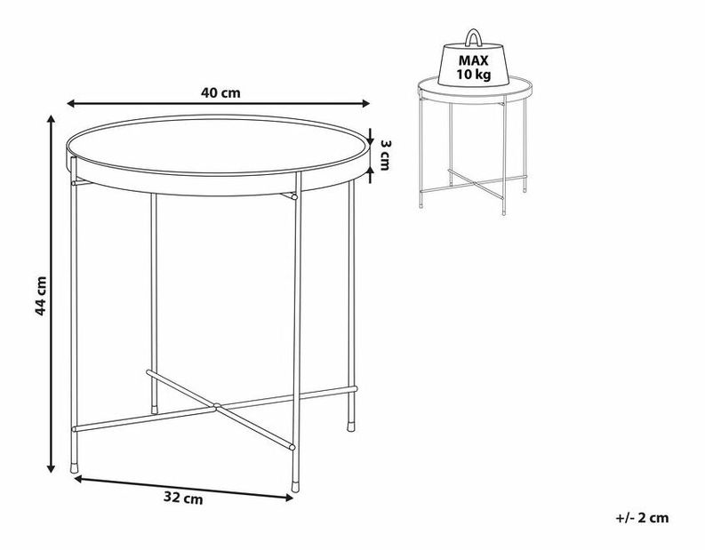 Příruční stolek LACE (zlatá)