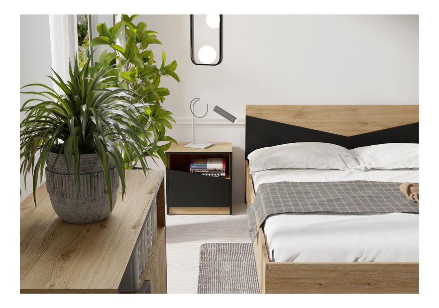 Ložnice Avain (dub + černá)