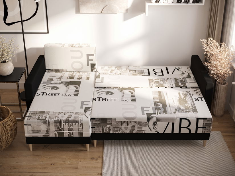 Rohová sedací souprava Glimmer L (fialová + bílá) (L)