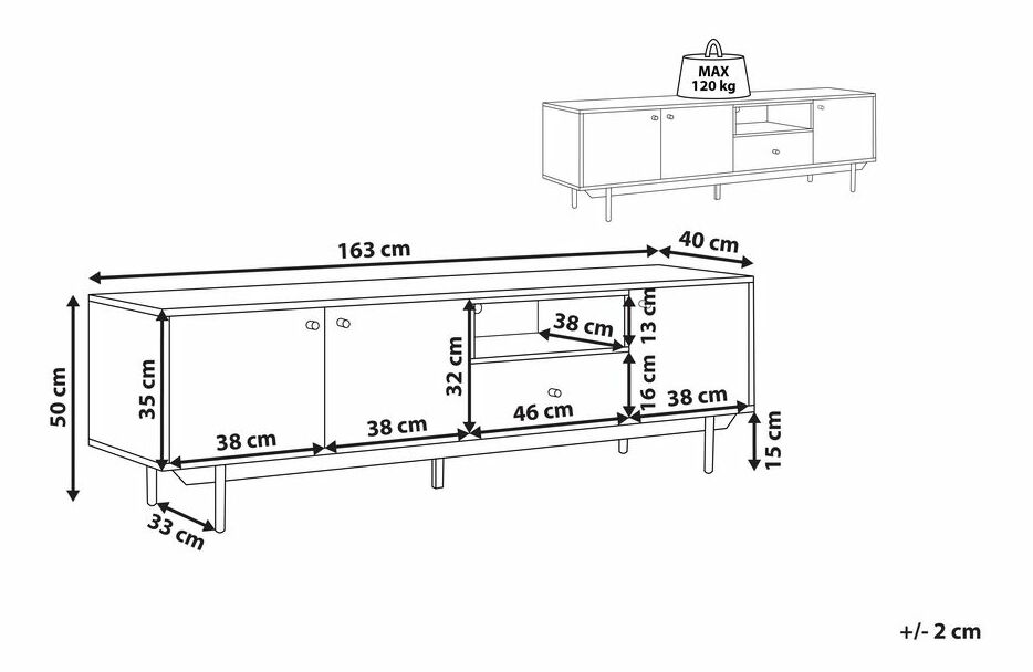 TV stolek/skříňka IMPERA (dub + bílá)