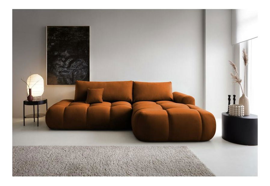 Rohová sedací souprava Ombre (P) (měděná + černá)