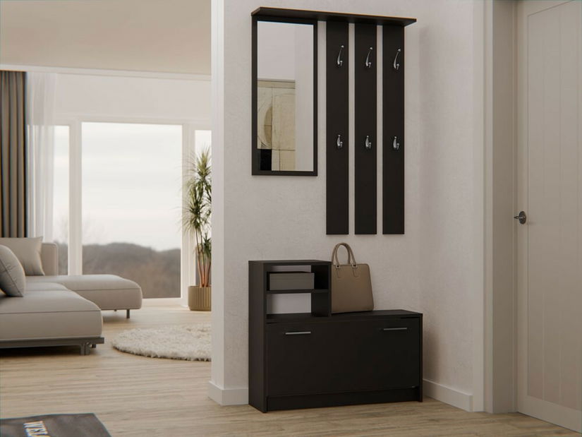 Předsíňová sestava Vayan 1 (černá) (se zrcadlem)