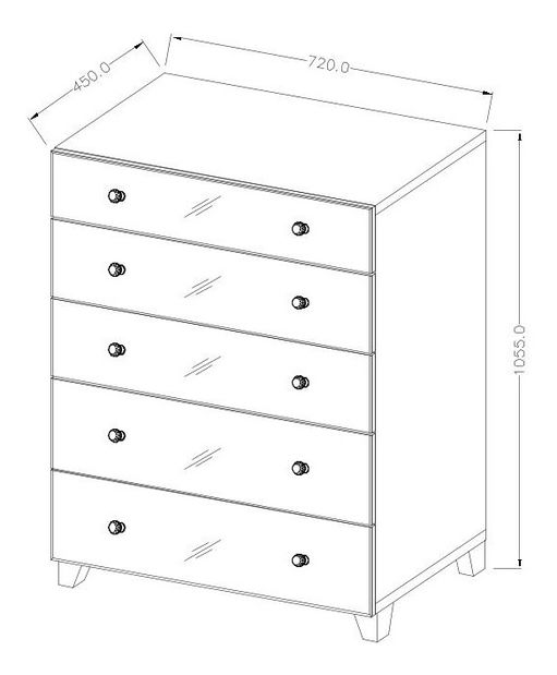 Komod skříň Belinda Typ 45 (šedá)