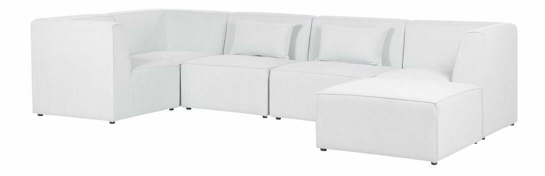 Rohová sedací souprava s taburetkou Lemia (bílá) (P)