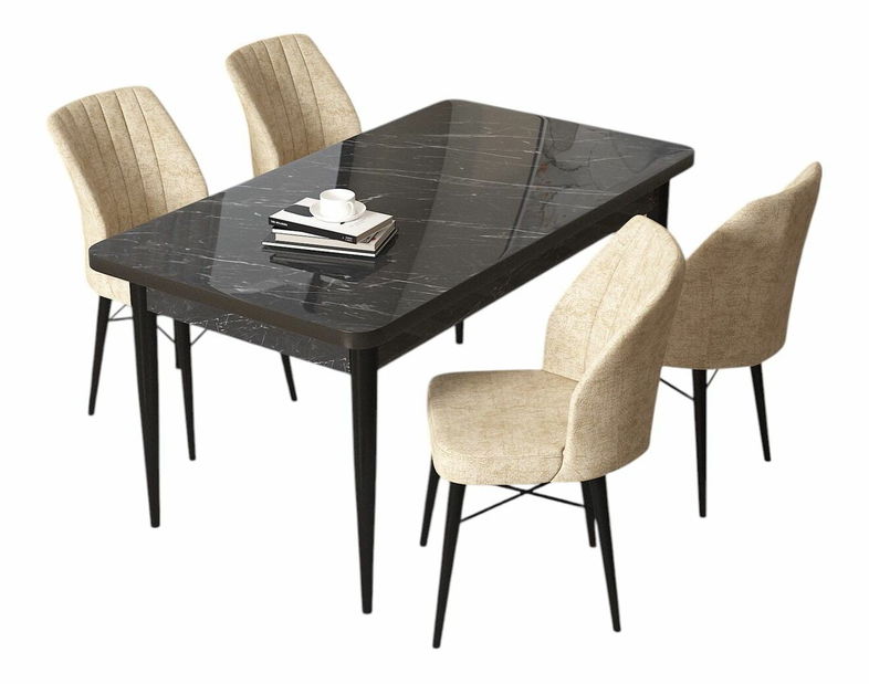 Jídelní set Arpo (ořech barokní + cappuccino) (pro 4 osoby)