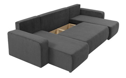 Rohová sedačka U Euston US (šedá + černá) (s úl. prostorem)