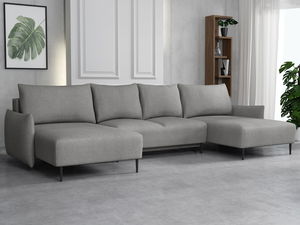 Rohová sedačka U Welenora U (šedá) (s úl. prostorem)