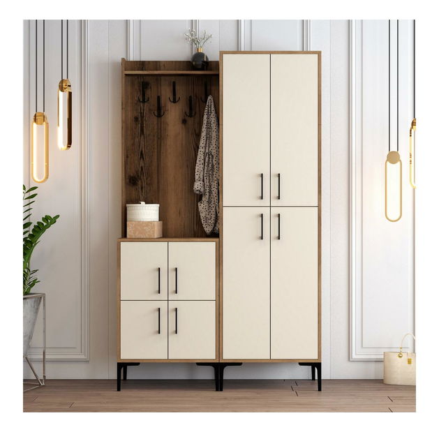 Předsíňová stěna Betina BA (ořech + krémová)