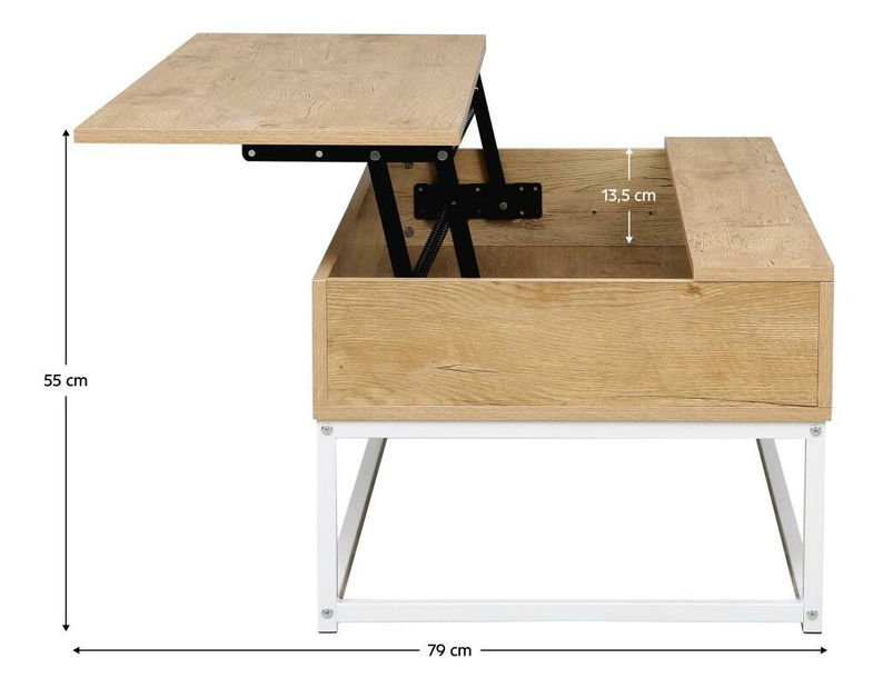 Konferenční stolek Lendemain (dub + bílá) (s úl. prostorem)