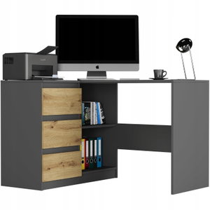 Rohový PC stolek Nolmir (antracit + artisan) (L)
