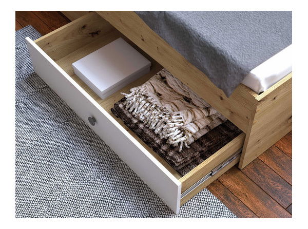 Jednolůžková postel 90cm Seraphina WK14 (dub artisan + bílá + šedá)