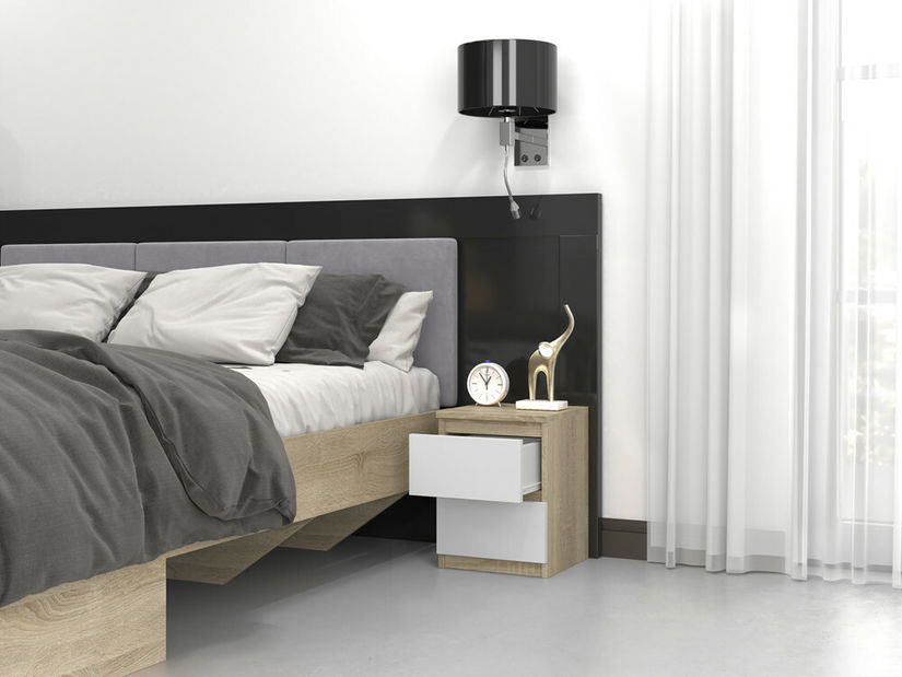 Noční stolek Musecalo 2 (dub sonoma + bílá)