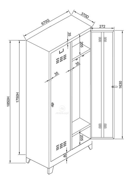 Uzamykatelná skříň Jessia 14 (modrá)