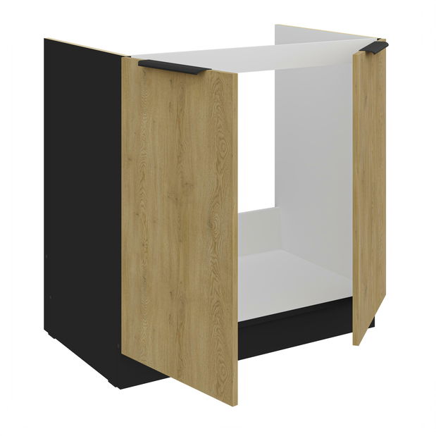 Dolní kuchyňská skříňka pod dřez Carminia 80 ZL 2F BB (dub cremona + černá)