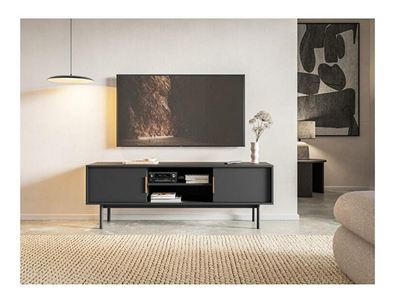 TV stolek/skříňka Vuvaso (černá + zlatá)
