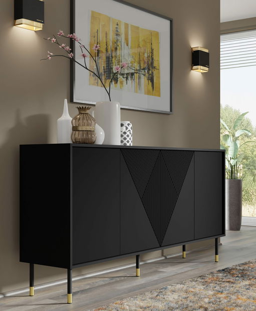 Skříňka 4D 180 Wenty (černá + zlatá)