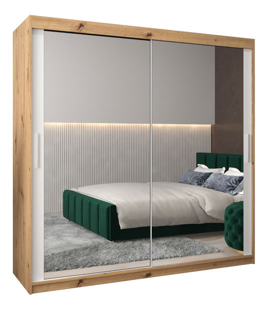 Šatní skříň 200 cm Toki 3 (Dub artisan + Bílá matná)