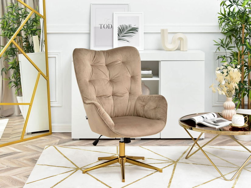 Křeslo Meryl (béžová + zlato)