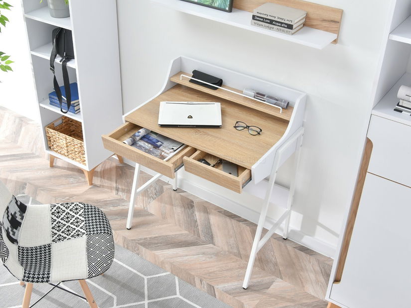 PC stolek Borge (dub + bílá)
