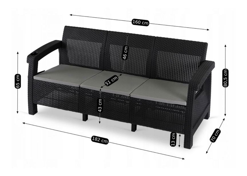 Zahradní pohovka Favorece (černá)