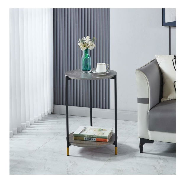 Konferenční stolek Galio (šedý mramor + černá)