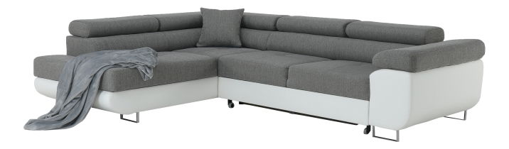 Rohová sedací souprava Amalinara (bílá + šedá) (L)