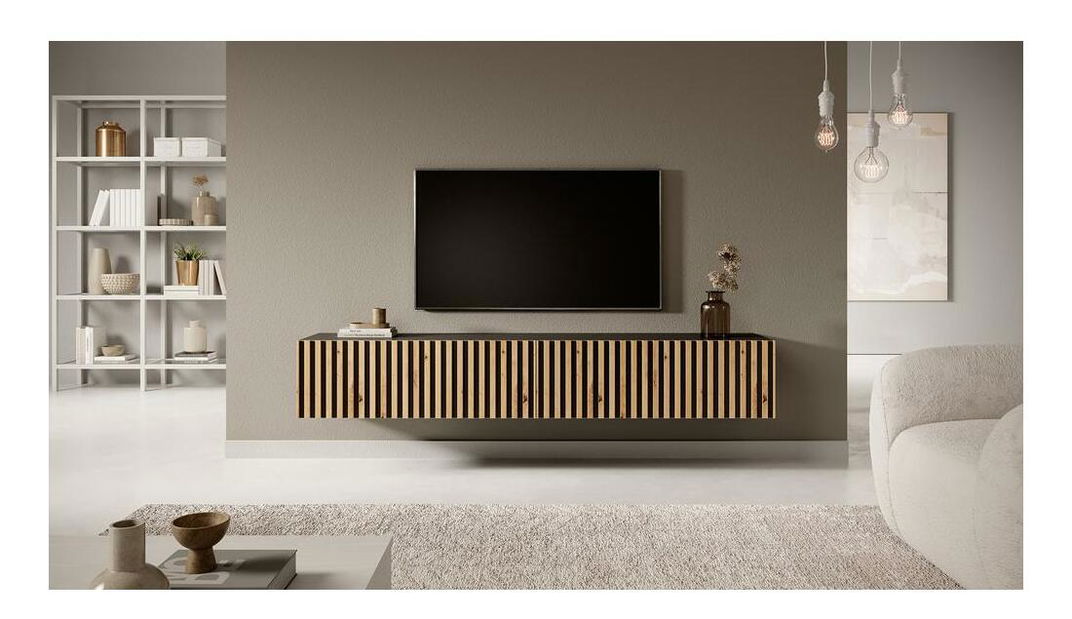 TV skříňka/stolek Tenessie 175 (černá + dub artisan)