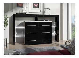 Komoda Raven (bílá + černá lesklá)